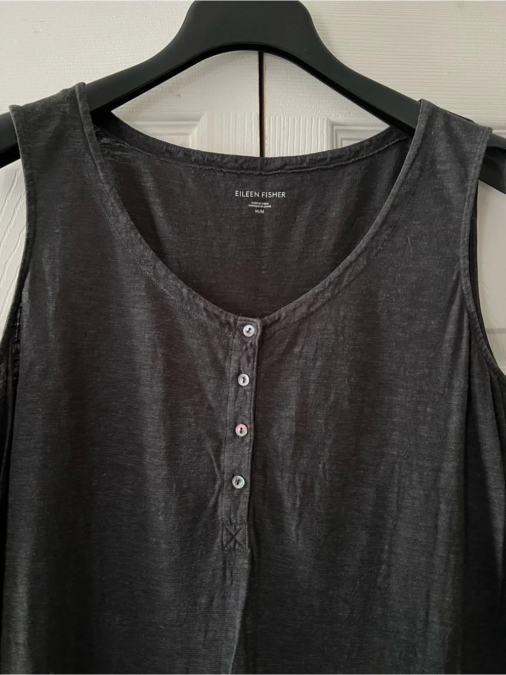 LIKE NEW! — Eileen Fisher Hemp/Organic Cotton Sleeveless Dark Grey Midi Dress - Picture 4 of 6